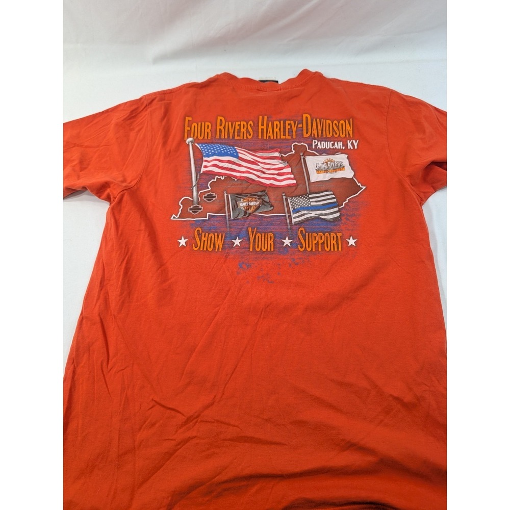 Harley-Davidson Paducah Show Your Support Orange Graphic Pocket T-Shirt Size L
